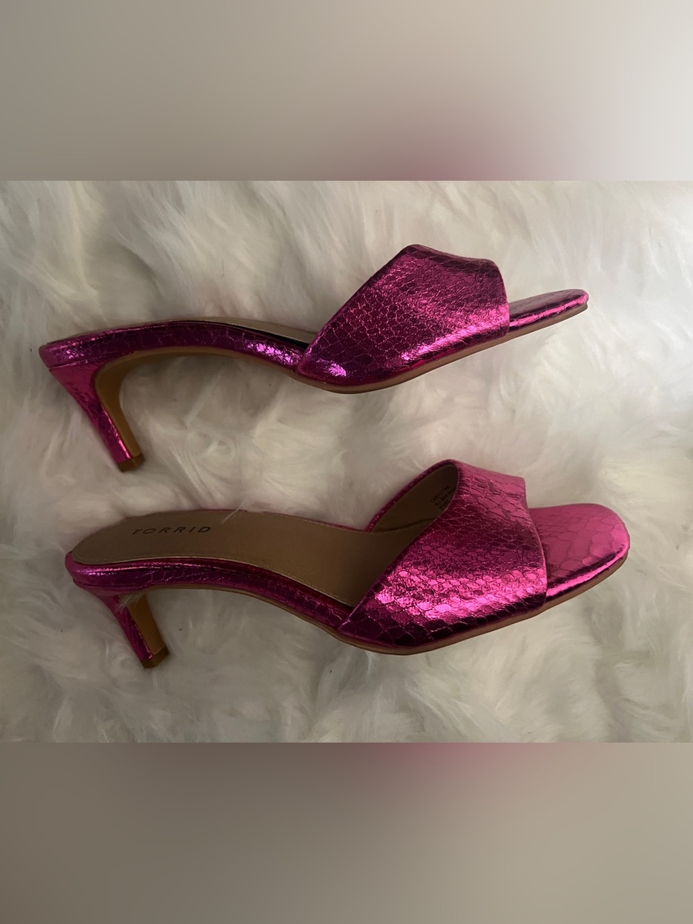 Torrid Pink Metallic kitten heel Sandals